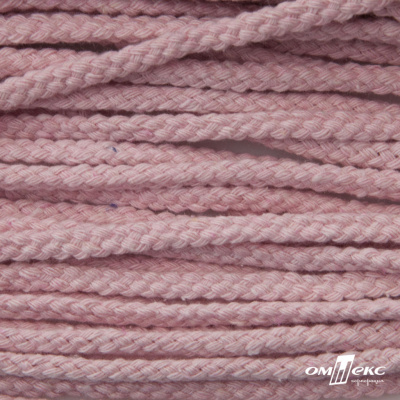 Шнур плетеный d-6 мм круглый, 70% хлопок 30% полиэстер, уп.90+/-1 м, цв.1087-розовый - купить в Ханты-Мансийске. Цена: 588 руб.