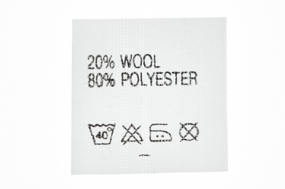 Состав и уход 20% wool 80% poliester - купить в Ханты-Мансийске. Цена: 64.21 руб.