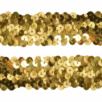 Тесьма с пайетками D16, шир. 30 мм/уп. 25+/-1 м, цвет золото - купить в Ханты-Мансийске. Цена: 1 087.39 руб.