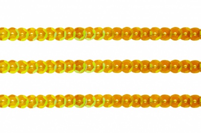 Пайетки "ОмТекс" на нитях, CREAM, 6 мм С / упак.73+/-1м, цв. 92 - золото - купить в Ханты-Мансийске. Цена: 484.77 руб.