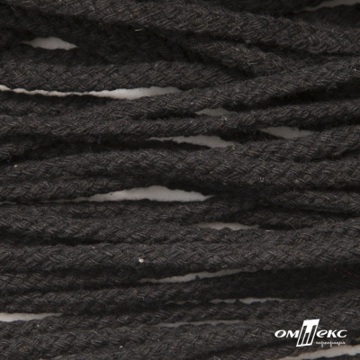 Шнур плетеный d-6 мм круглый, 70% хлопок 30% полиэстер, уп.90+/-1 м, цв.1078-черный - купить в Ханты-Мансийске. Цена: 588 руб.