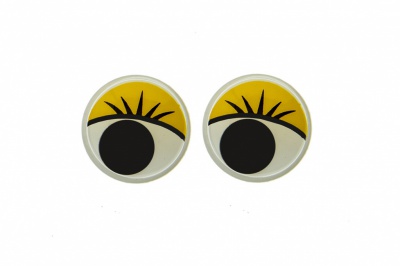 Глазки для игрушек, круглые, с бегающими зрачками, 12 мм/упак.50+/-2 шт, цв. -желтый - купить в Ханты-Мансийске. Цена: 95.04 руб.