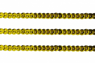 Пайетки "ОмТекс" на нитях, SILVER-BASE, 6 мм С / упак.73+/-1м, цв. А-1 - т.золото - купить в Ханты-Мансийске. Цена: 468.37 руб.