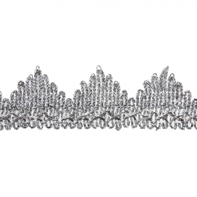 Тесьма металлизированная 0384-0240, шир. 40 мм/уп. 25+/-1 м, цвет серебро - купить в Ханты-Мансийске. Цена: 490.74 руб.