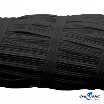 Резиновые нити с текстильным покрытием, шир. 6 мм (55 м/уп), цв.-черный - купить в Ханты-Мансийске. Цена: 210.75 руб.