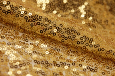 Сетка с пайетками №6, 188 гр/м2, шир.130см, цвет золото - купить в Ханты-Мансийске. Цена 371.02 руб.
