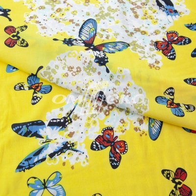 Плательная ткань "Софи" 7.2, 75 гр/м2, шир.150 см, принт бабочки - купить в Ханты-Мансийске. Цена 241.49 руб.