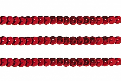Пайетки "ОмТекс" на нитях, SILVER-BASE, 6 мм С / упак.73+/-1м, цв. 3 - красный - купить в Ханты-Мансийске. Цена: 468.37 руб.