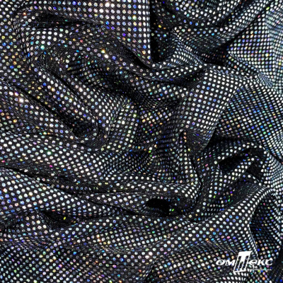 Трикотажное полотно голограмма, шир.140 см, #601-хамелеон чёрный - купить в Ханты-Мансийске. Цена 452.76 руб.