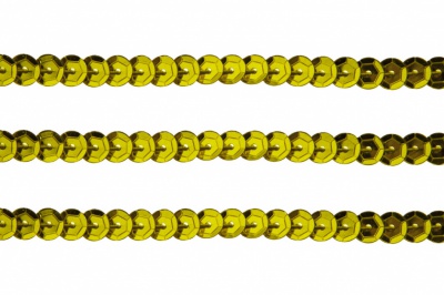 Пайетки "ОмТекс" на нитях, SILVER-BASE, 6 мм С / упак.73+/-1м, цв. 7 - св.золото - купить в Ханты-Мансийске. Цена: 468.37 руб.