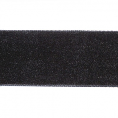 Лента бархатная нейлон, шир.25 мм, (упак. 45,7м), цв.03-черный - купить в Ханты-Мансийске. Цена: 800.84 руб.