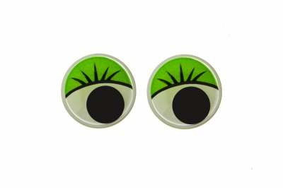 Глазки для игрушек, круглые, с бегающими зрачками, 12 мм/упак.50+/-2 шт, цв. -зеленый - купить в Ханты-Мансийске. Цена: 95.04 руб.