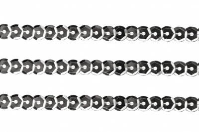 Пайетки "ОмТекс" на нитях, SILVER-BASE, 6 мм С / упак.73+/-1м, цв. 1 - серебро - купить в Ханты-Мансийске. Цена: 468.37 руб.