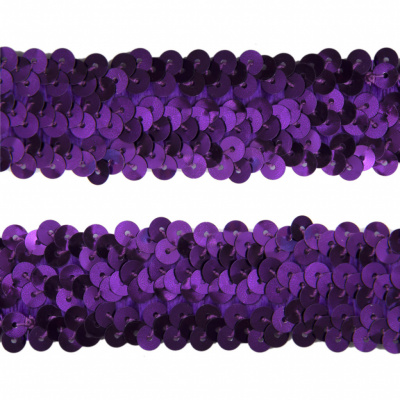 Тесьма с пайетками 12, шир. 30 мм/уп. 25+/-1 м, цвет фиолет - купить в Ханты-Мансийске. Цена: 1 098.48 руб.