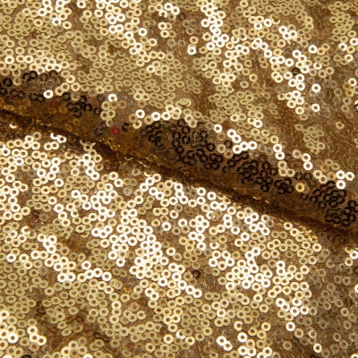 Сетка с пайетками №3, 188 гр/м2, шир.140см, цвет золотой - купить в Ханты-Мансийске. Цена 454.12 руб.
