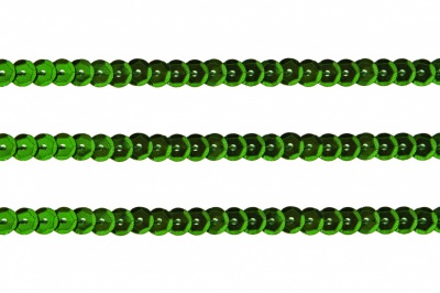 Пайетки "ОмТекс" на нитях, SILVER-BASE, 6 мм С / упак.73+/-1м, цв. 4 - зеленый - купить в Ханты-Мансийске. Цена: 484.77 руб.