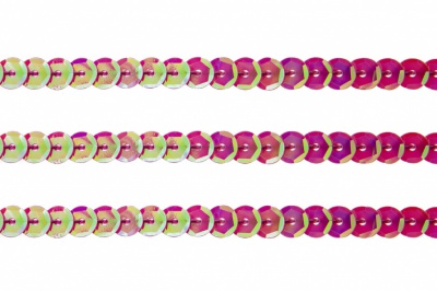 Пайетки "ОмТекс" на нитях, CREAM, 6 мм С / упак.73+/-1м, цв. 89 - розовый - купить в Ханты-Мансийске. Цена: 468.37 руб.