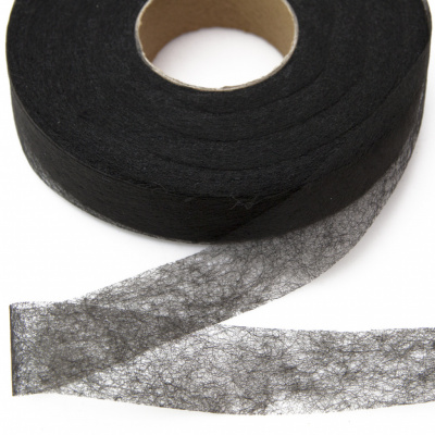 Прокладочная лента (паутинка) DF23, шир. 25 мм (боб. 100 м), цвет чёрный - купить в Ханты-Мансийске. Цена: 2.10 руб.
